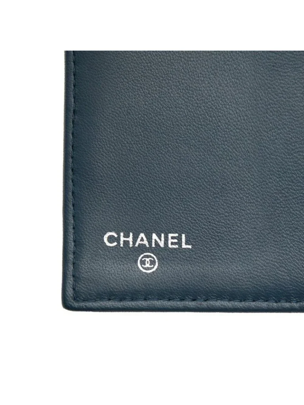 Chanel Quilted CC Logo Wallet Navy Lambskin